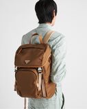 Re-Nylon and leather backpack, , hi-res