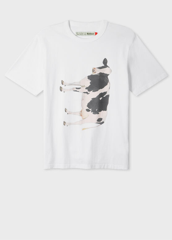 WHITE BARBOUR X PS COW GRAPHIC T-SHIRT, , hi-res