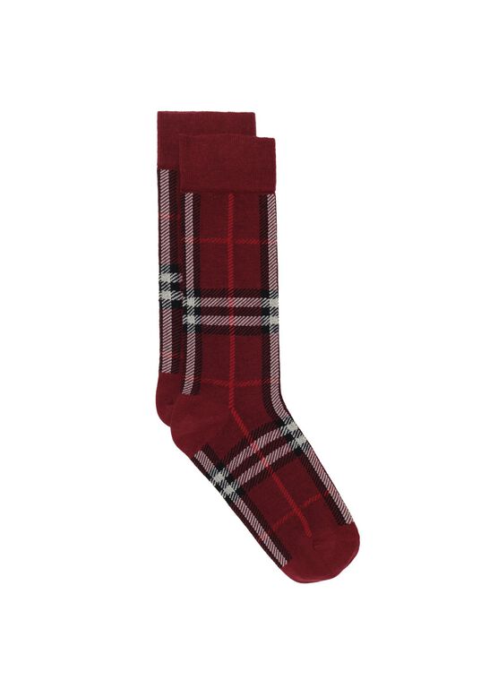 Check Cotton Cashmere Blend Socks, , hi-res