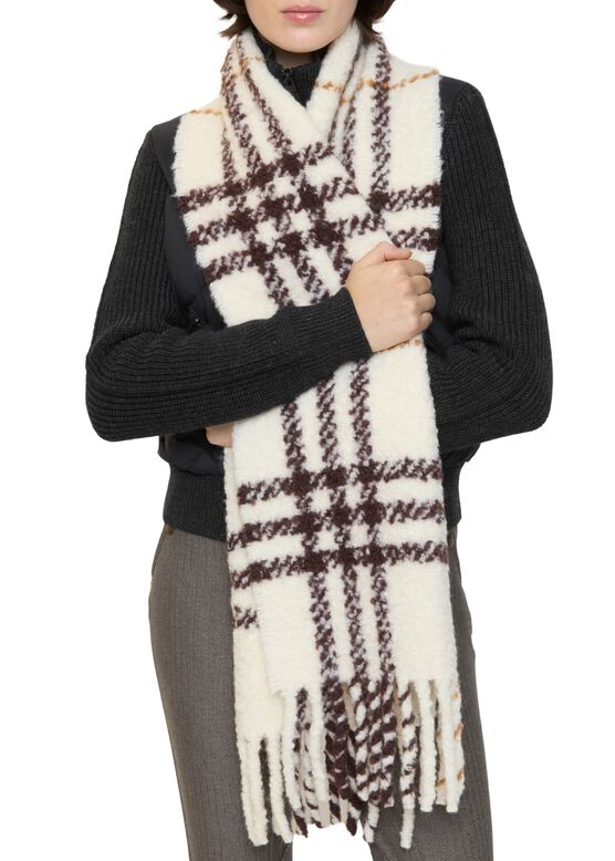 Check Alpaca Wool Blend Boucl&eacute; Scarf, , hi-res