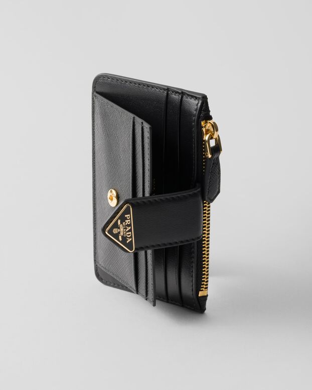 Saffiano and smooth leather card holder, , hi-res