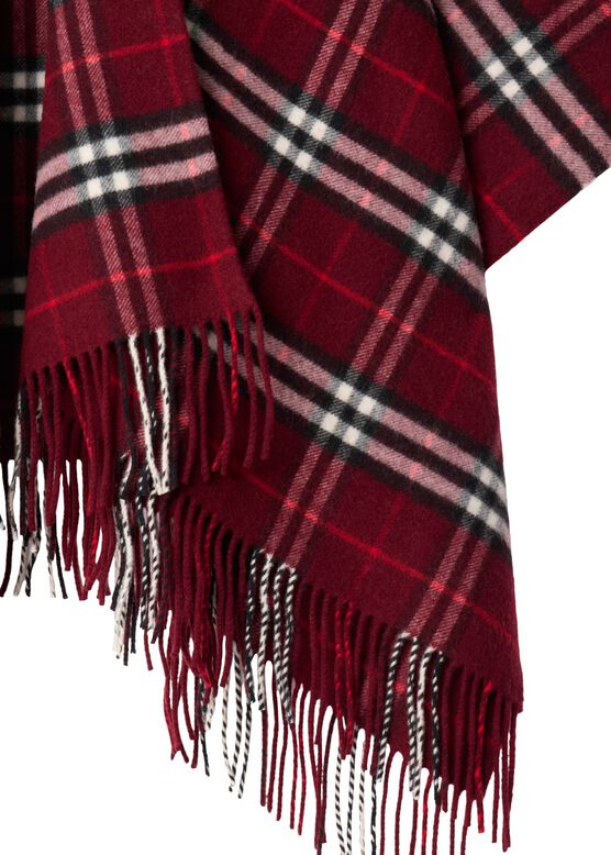 Check Wool Cashmere Cape, , hi-res