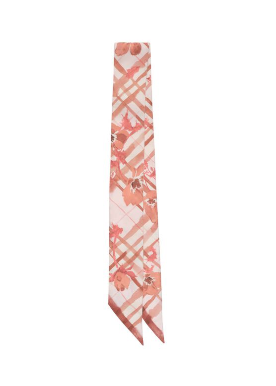 Skinny Watercolour Check Silk Scarf, , hi-res