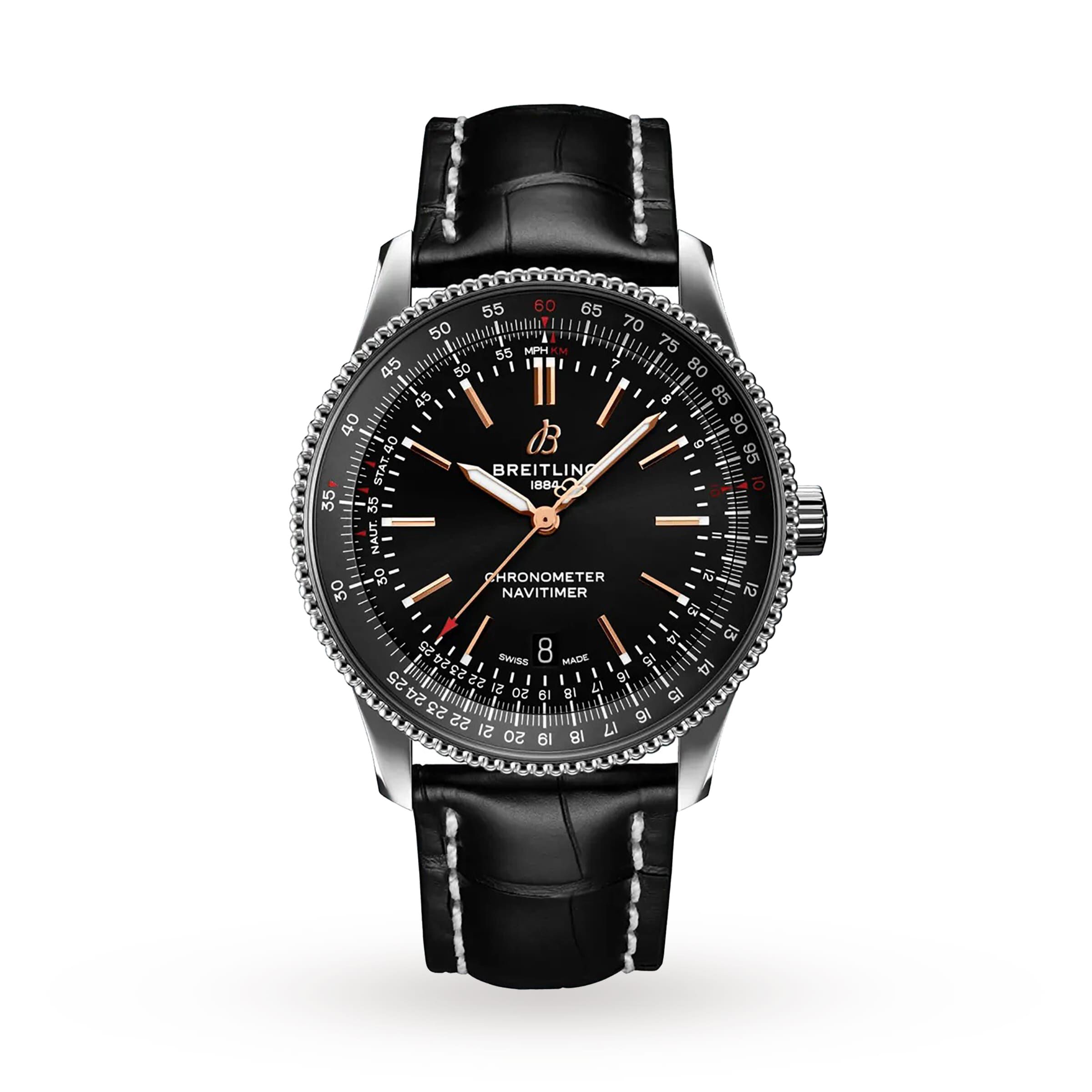 Breitling navitimer black leather strap new arrivals