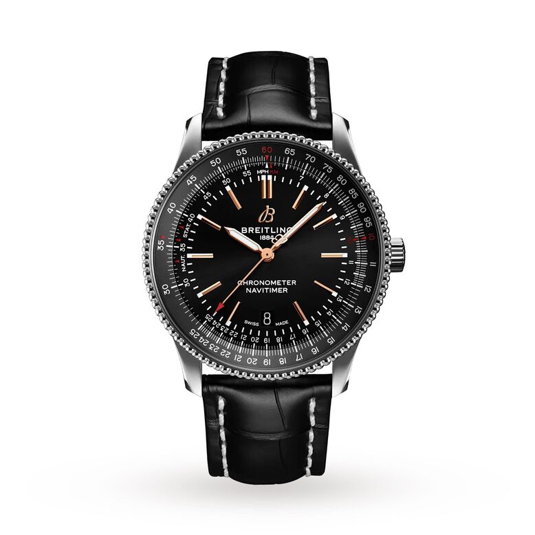 Navitimer Automatic 41 Black Leather Strap Watch, , hi-res