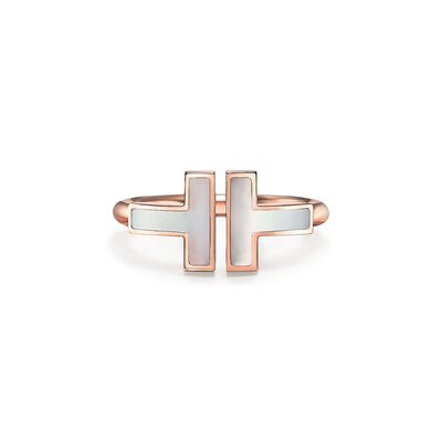 Tiffany T Wire Ring in Rose Gold with Mother-of-pearl - Size 7