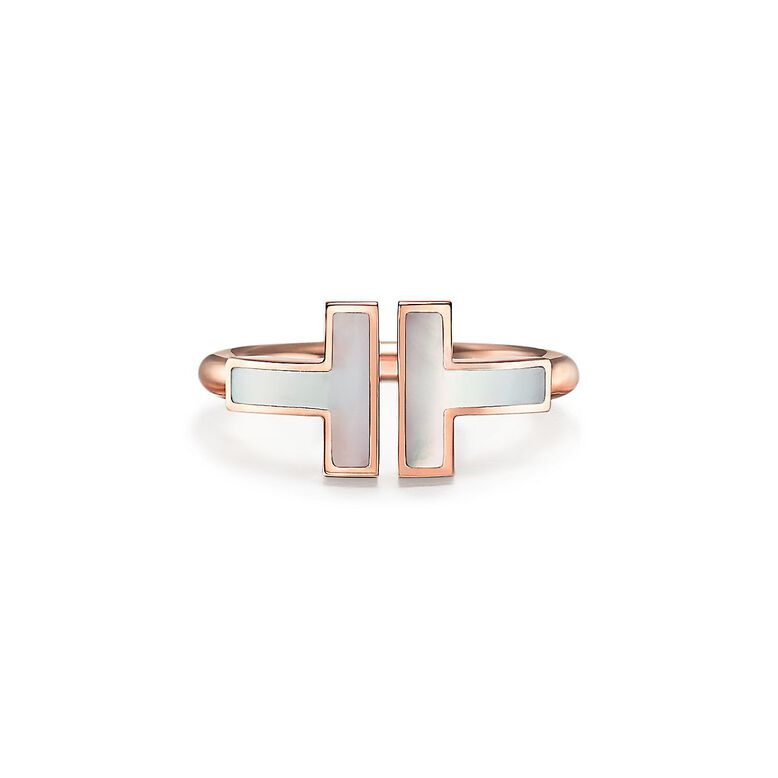 Tiffany T Wire Ring in Rose Gold with Mother-of-pearl, , hi-res