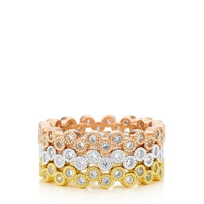 Crystal Studded Stacker Rings Trio