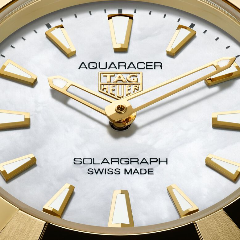 Aquaracer Professional 100 Solargraph 28mm Ladies Watch 18k Yellow Gold, , hi-res