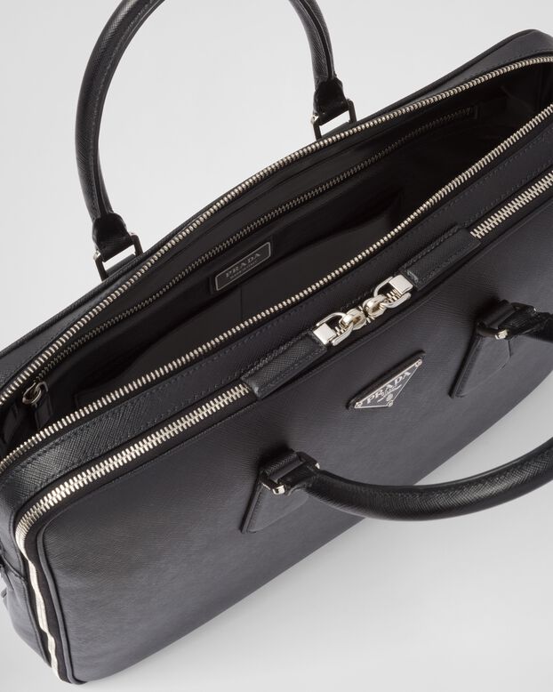 Saffiano leather briefcase, , hi-res