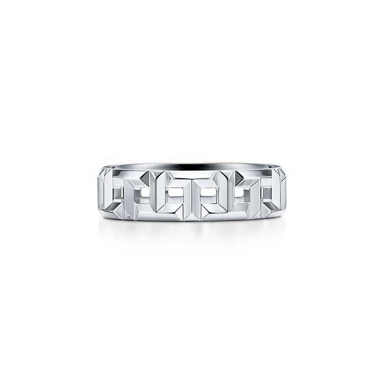 Tiffany T True wide ring in 18k white gold, 5.5 mm wide, , hi-res