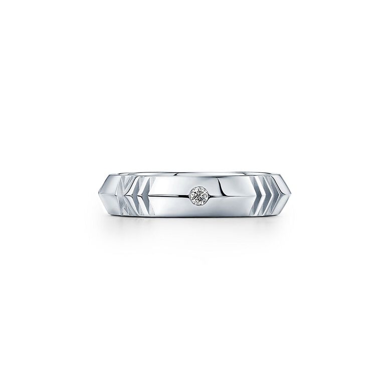 Atlas&reg; X Closed Narrow Ring in White Gold with Diamonds, 4.5 mm Wide, , hi-res