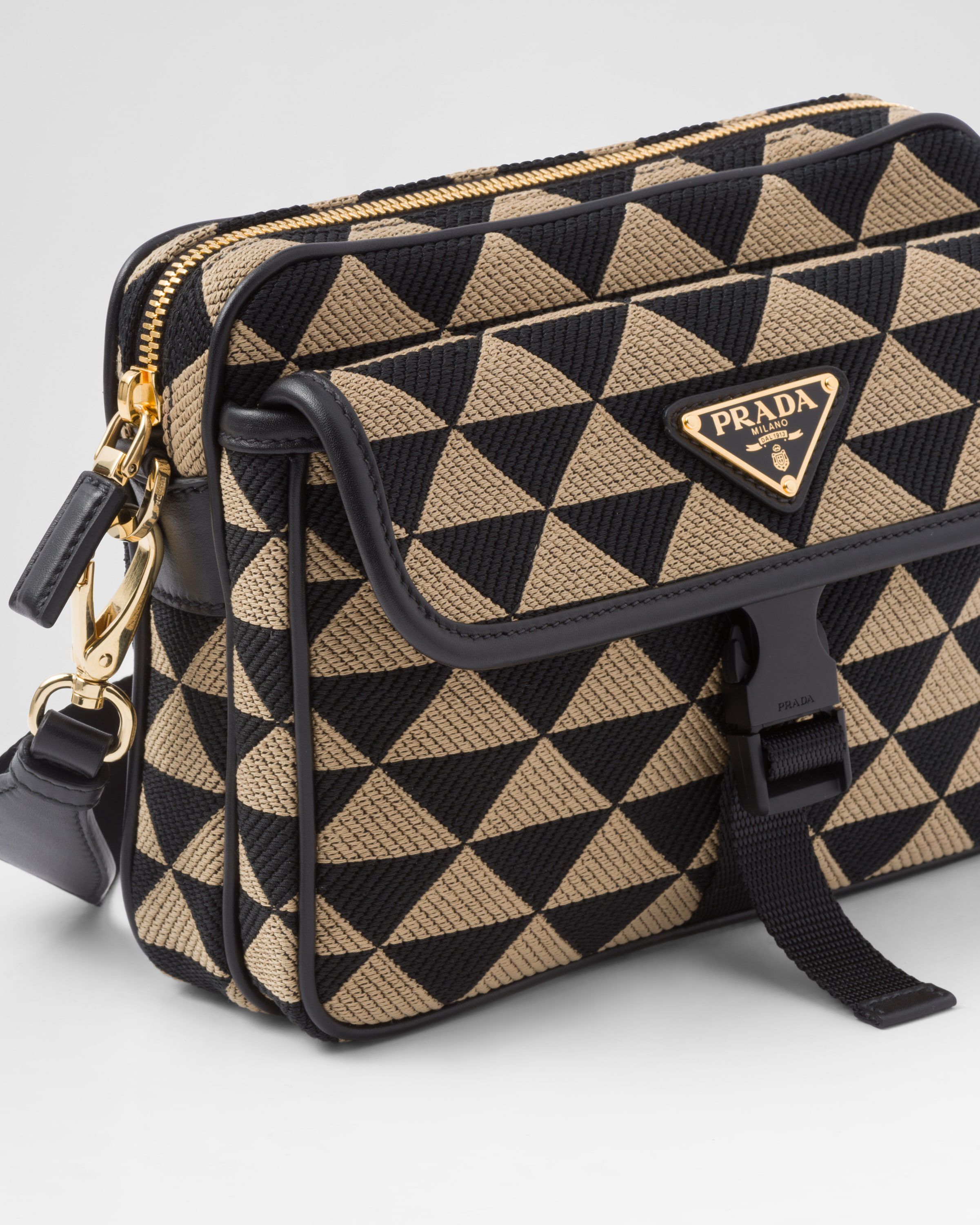 Prada Symbole embroidered fabric bag