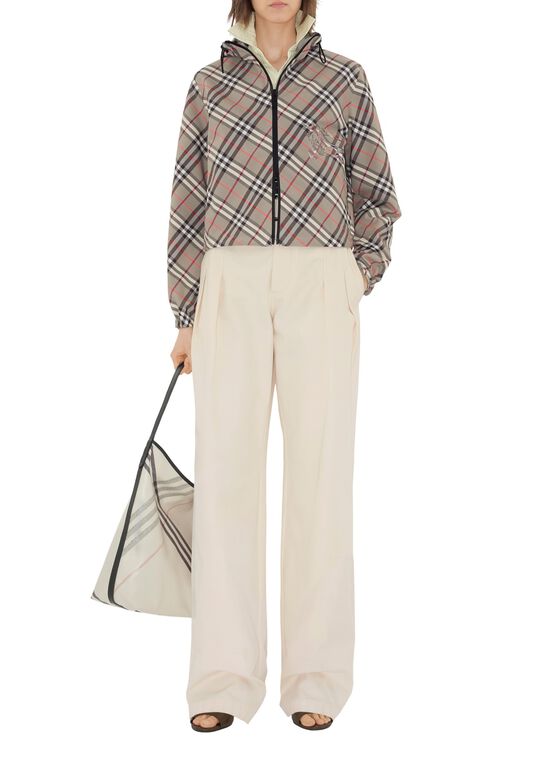 Cropped Reversible Check Jacket, , hi-res