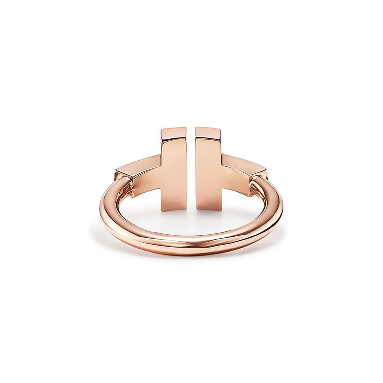 Tiffany T Wire Ring in Rose Gold with Diamonds and Mother-of-pearl, , hi-res