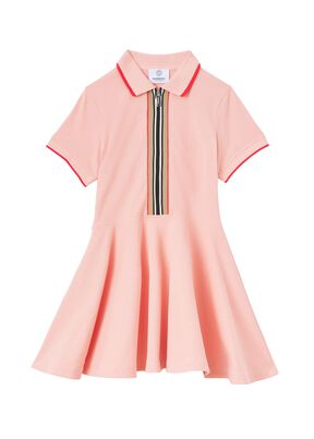 Icon Stripe Trim Cotton Piqué Polo Shirt Dress