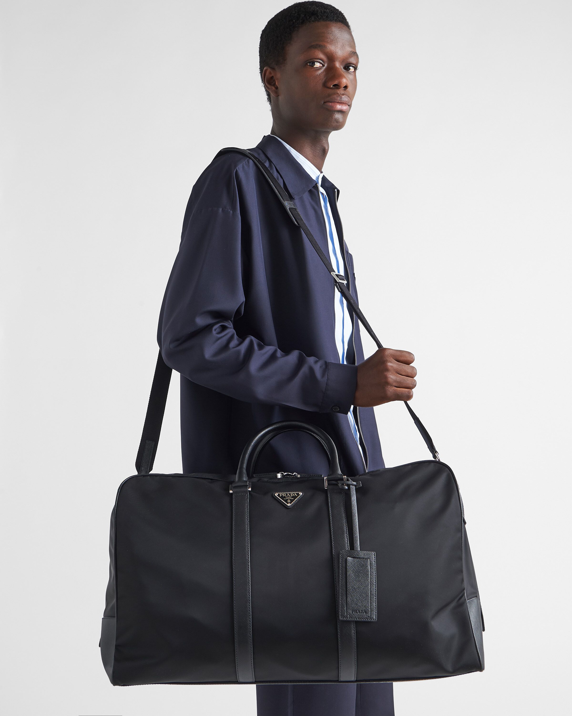 Re Nylon and Saffiano leather duffle bag