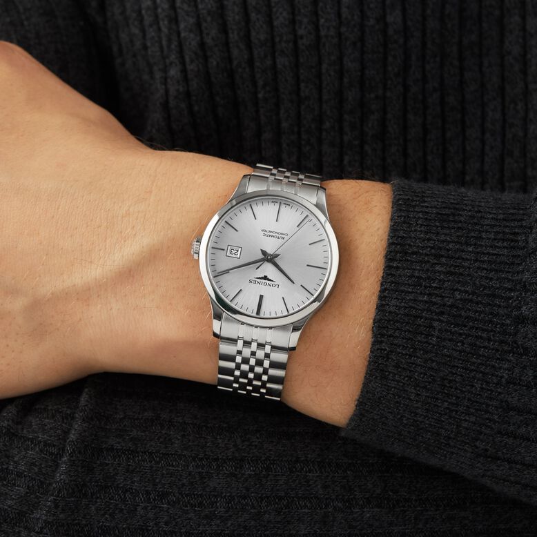 Record 40mm Mens Watch Sunray Silver, , hi-res