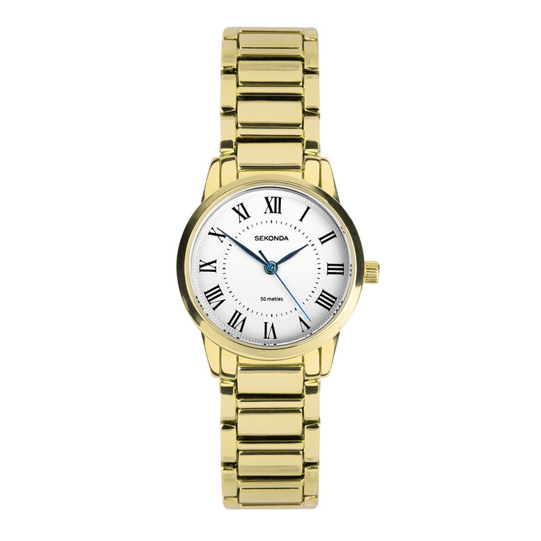 Gold Case Bracelet White Dial, , hi-res