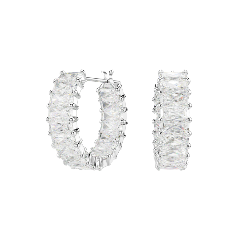 Matrix Earrings Mini Hoop White - SS Box, , hi-res