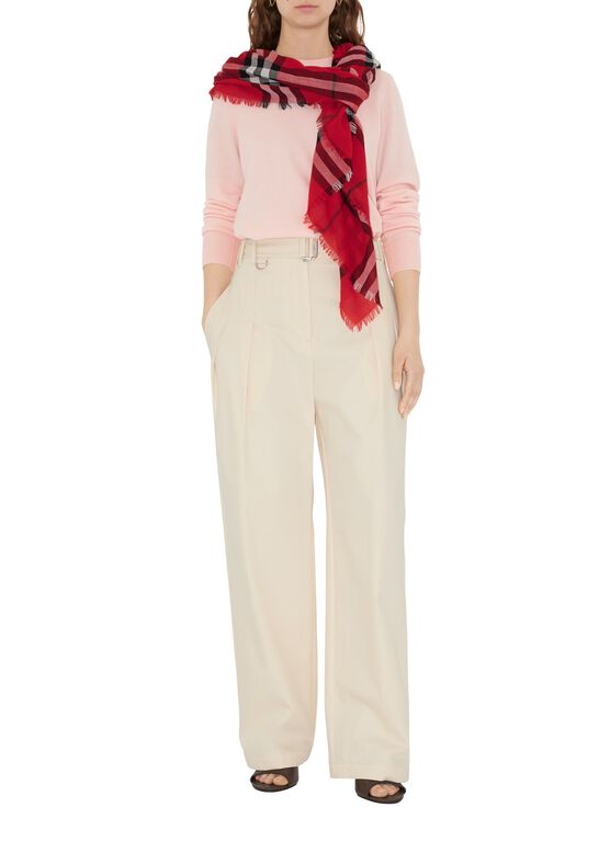 Wide Check Wool Scarf, , hi-res