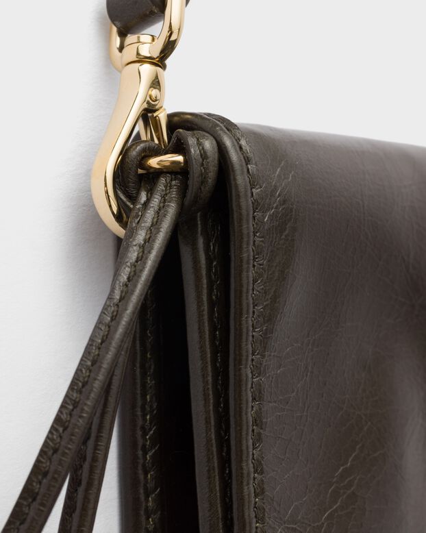 Leather wallet with shoulder strap, , hi-res