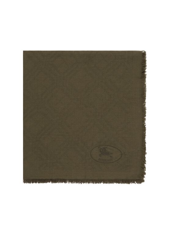 Wide Check Wool Silk Scarf, , hi-res