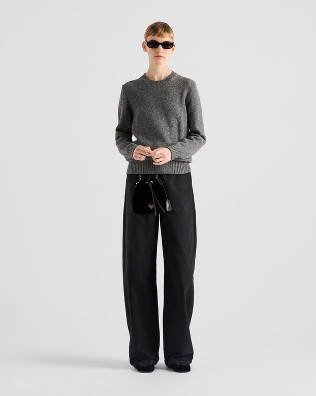Velvet mini-bag with nappa leather details, , hi-res