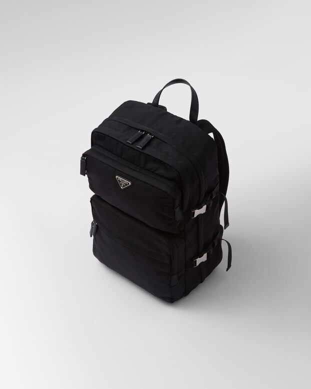 Re-Nylon and Saffiano leather backpack, , hi-res