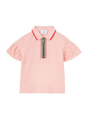 Icon Stripe Detail Cotton Zip-front Polo Shirt