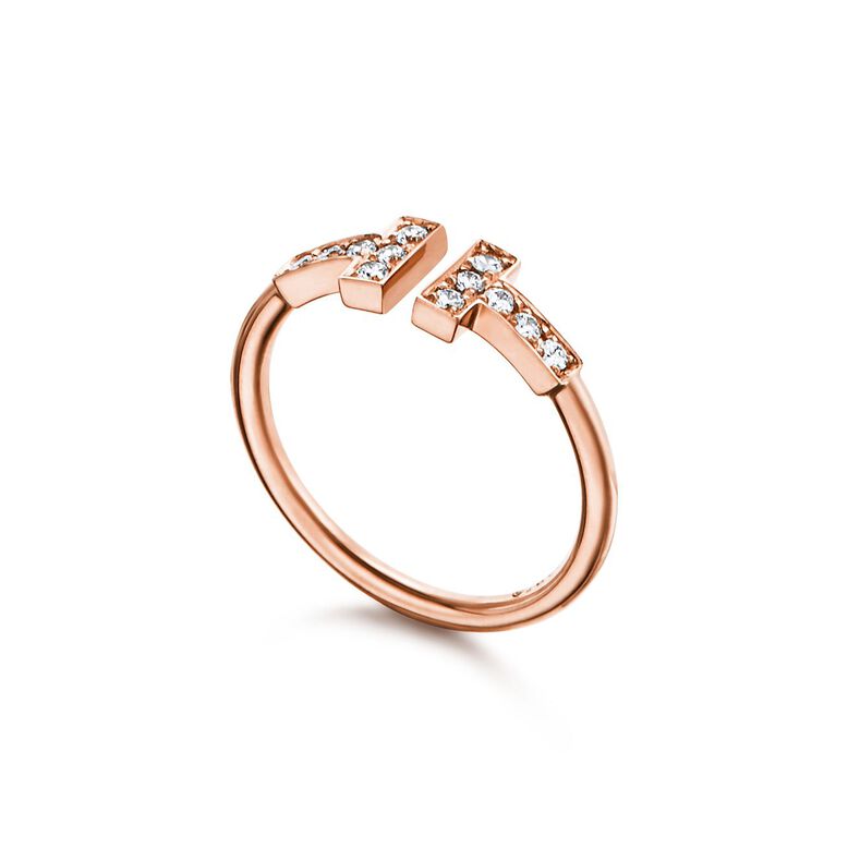 Tiffany T diamond wire ring in 18k rose gold, , hi-res