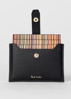 BLACK SIGNATURE STRIPE WEBBING PULL CARD CASE