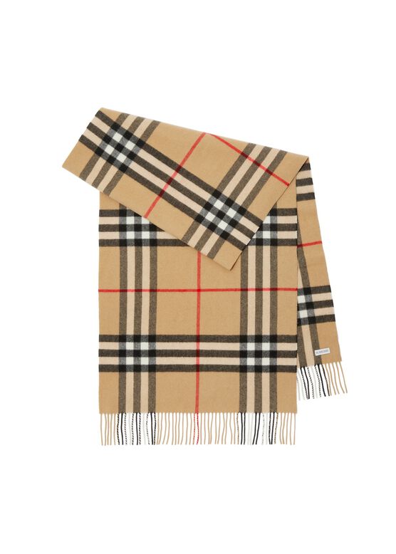 Wide Check Cashmere Scarf, , hi-res