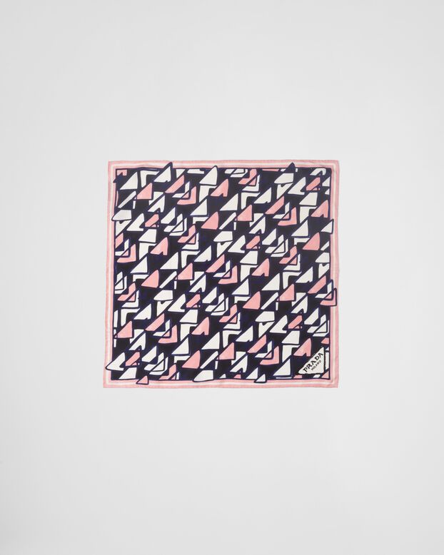 Printed twill scarf, , hi-res