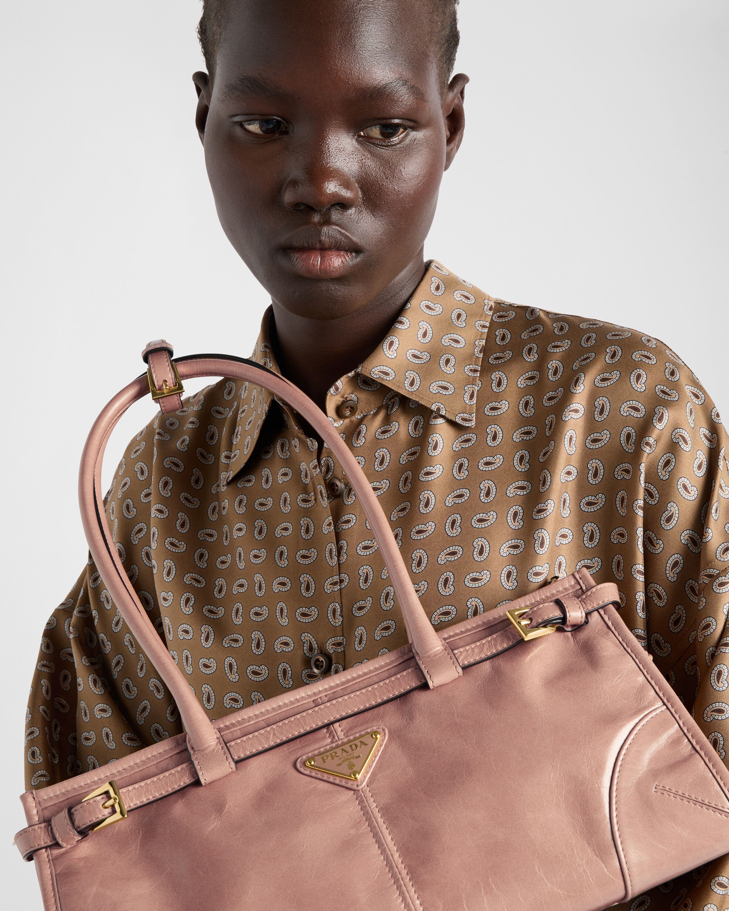 Prada medium esplanade leather satchel best sale