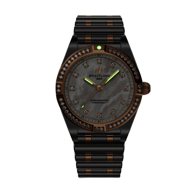 Chronomat Stainless Steel &amp; 18k Red Gold 28mm Ladies Watch Mother Of Pearl, , hi-res