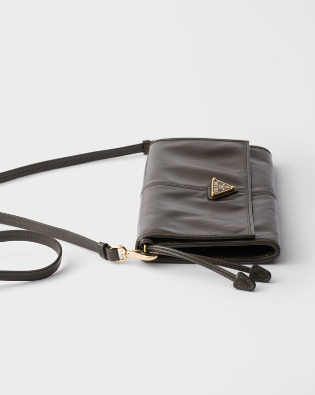 Leather wallet with shoulder strap, , hi-res