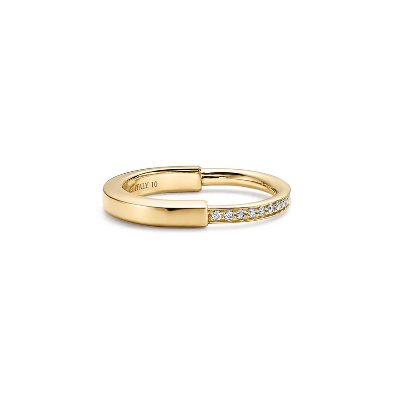 Tiffany Lock Ring in Yellow Gold with Diamonds - Size 6 1/2, , hi-res