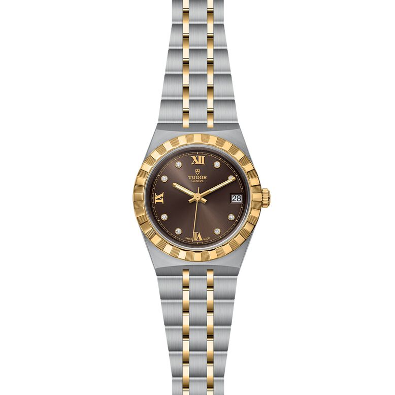Royal S&amp;G 34mm Steel Case Diamond-Set Chocolate Dial, , hi-res