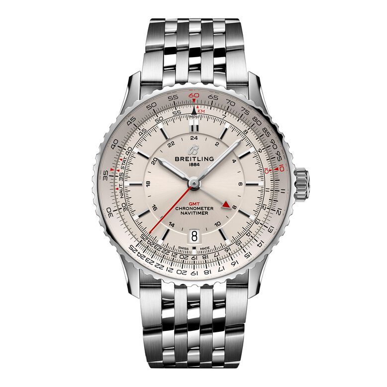 Navitimer Automatic GMT 41mm Mens Watch Silver Stainless Steel, , hi-res