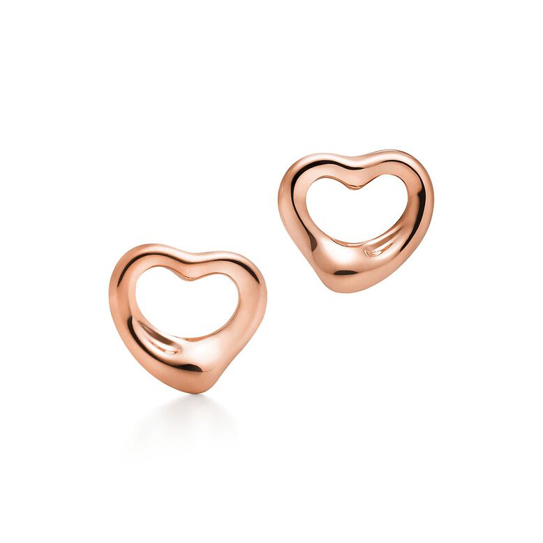Elsa Peretti® Open Heart Stud Earrings in Rose Gold, 11 mm - Size 11 mm, , hi-res