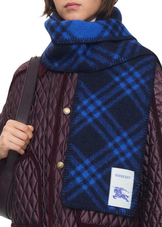 Narrow Check Wool Scarf, , hi-res