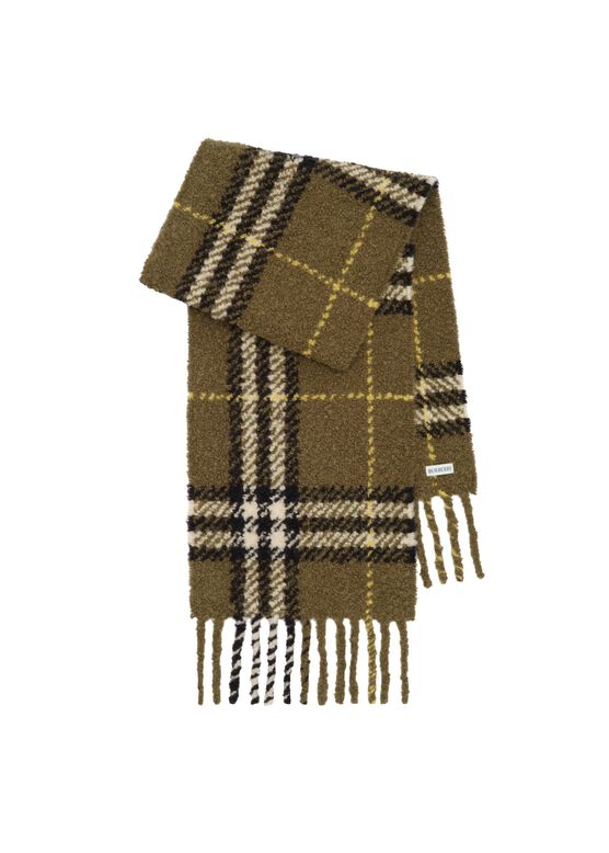 Check Alpaca Wool Blend Boucl&eacute; Scarf, , hi-res