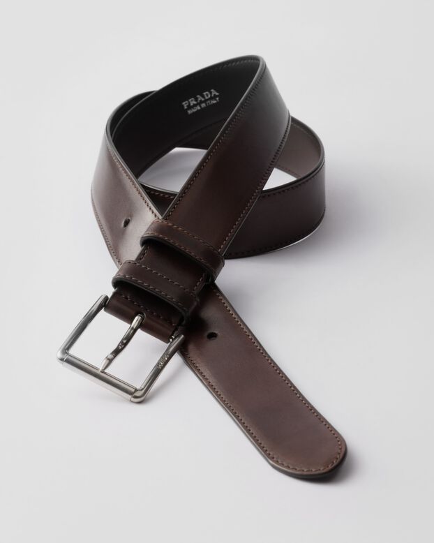 Antiqued leather belt, , hi-res