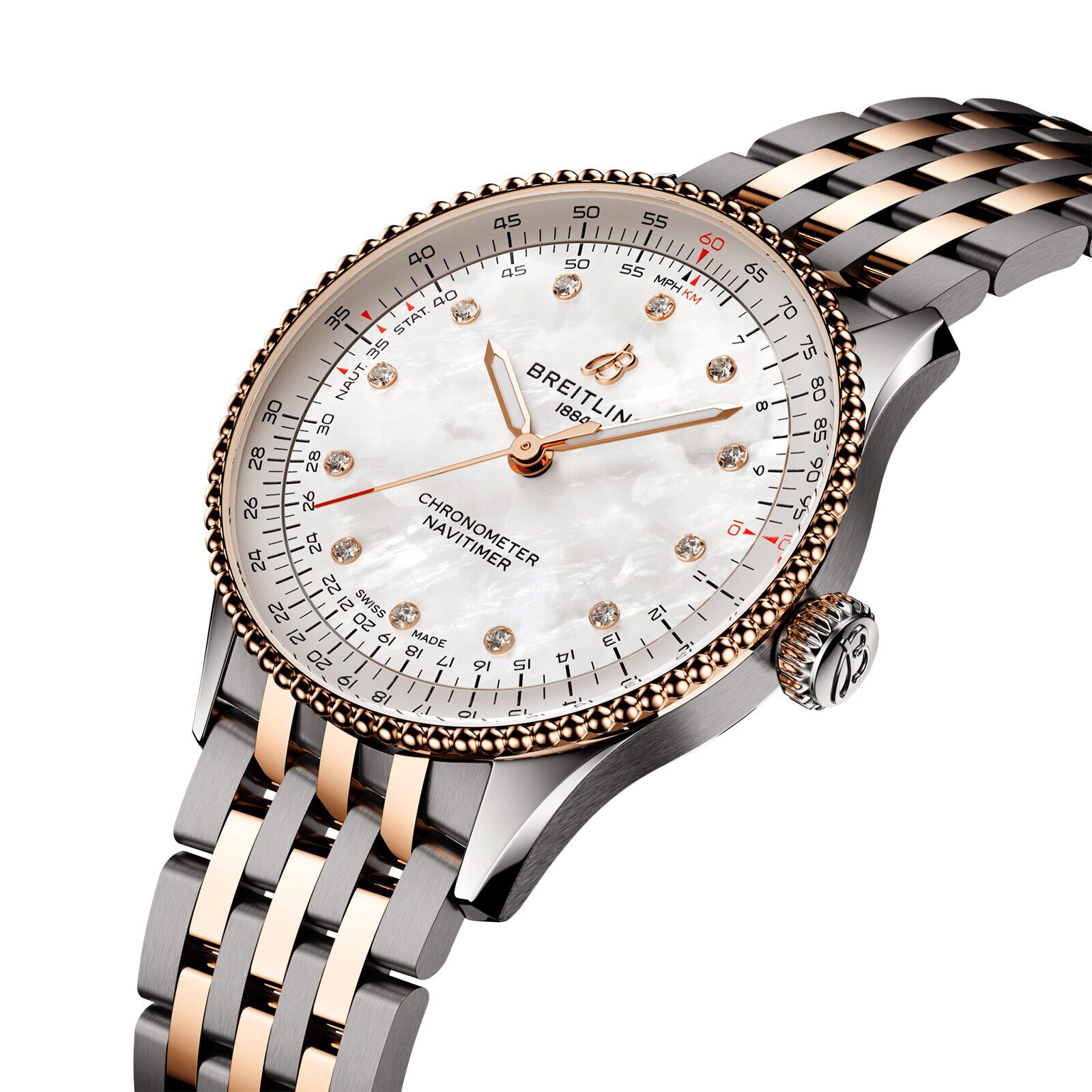 Breitling Navitimer 36mm Ladies Watch White Mother Of Pearl 