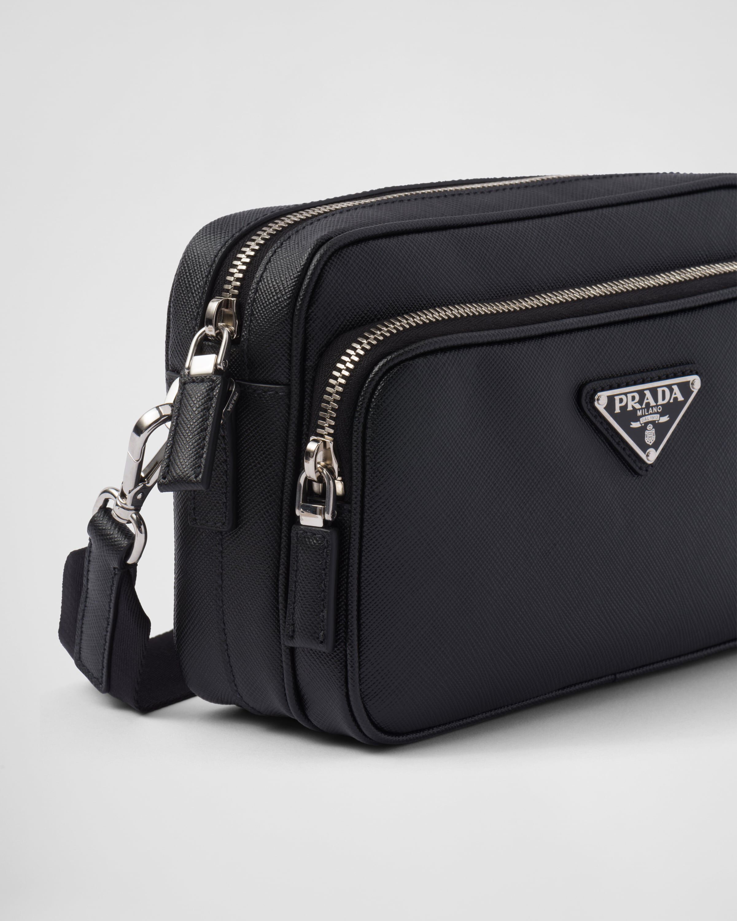 PRADA新作【2VH069_9Z2 SAFFIANO SHOULDER BAG】 Black Medium Prada Brique Saffiano leather bag | PRADA