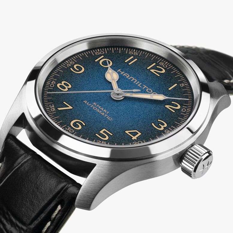 Khaki Field Murph Automatic 38mm Mens Watch Blue Dial Alligator, , hi-res