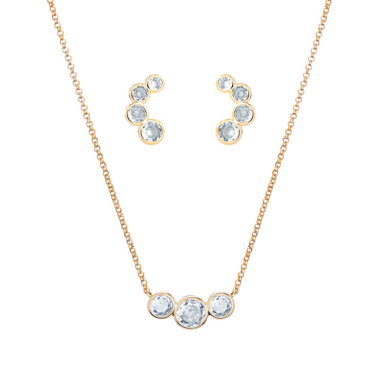 Classic Cz Climber Necklace And Earrings Set, , hi-res