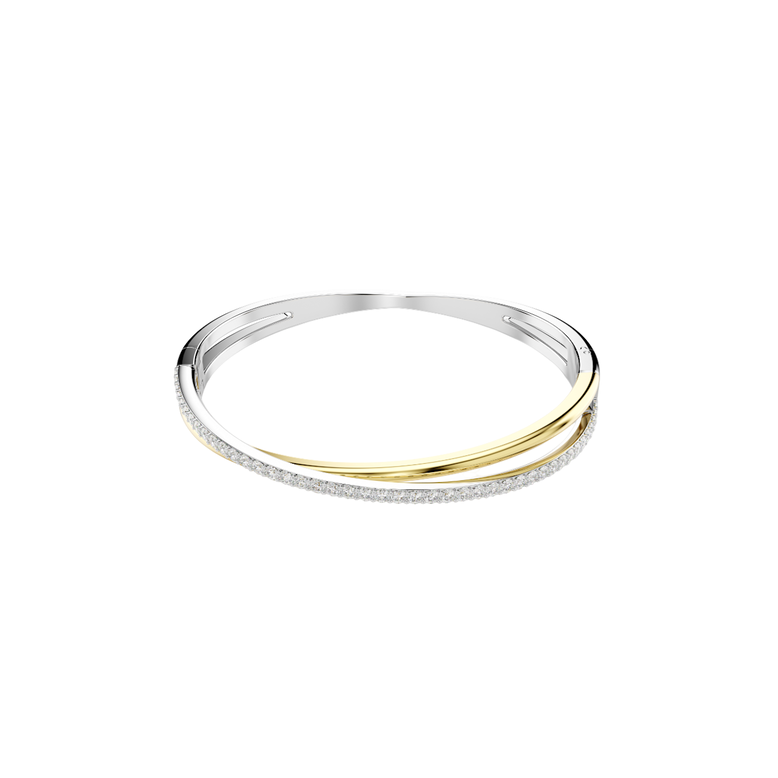 Hyperbola Round Bangle - White Mixed Metal, , hi-res