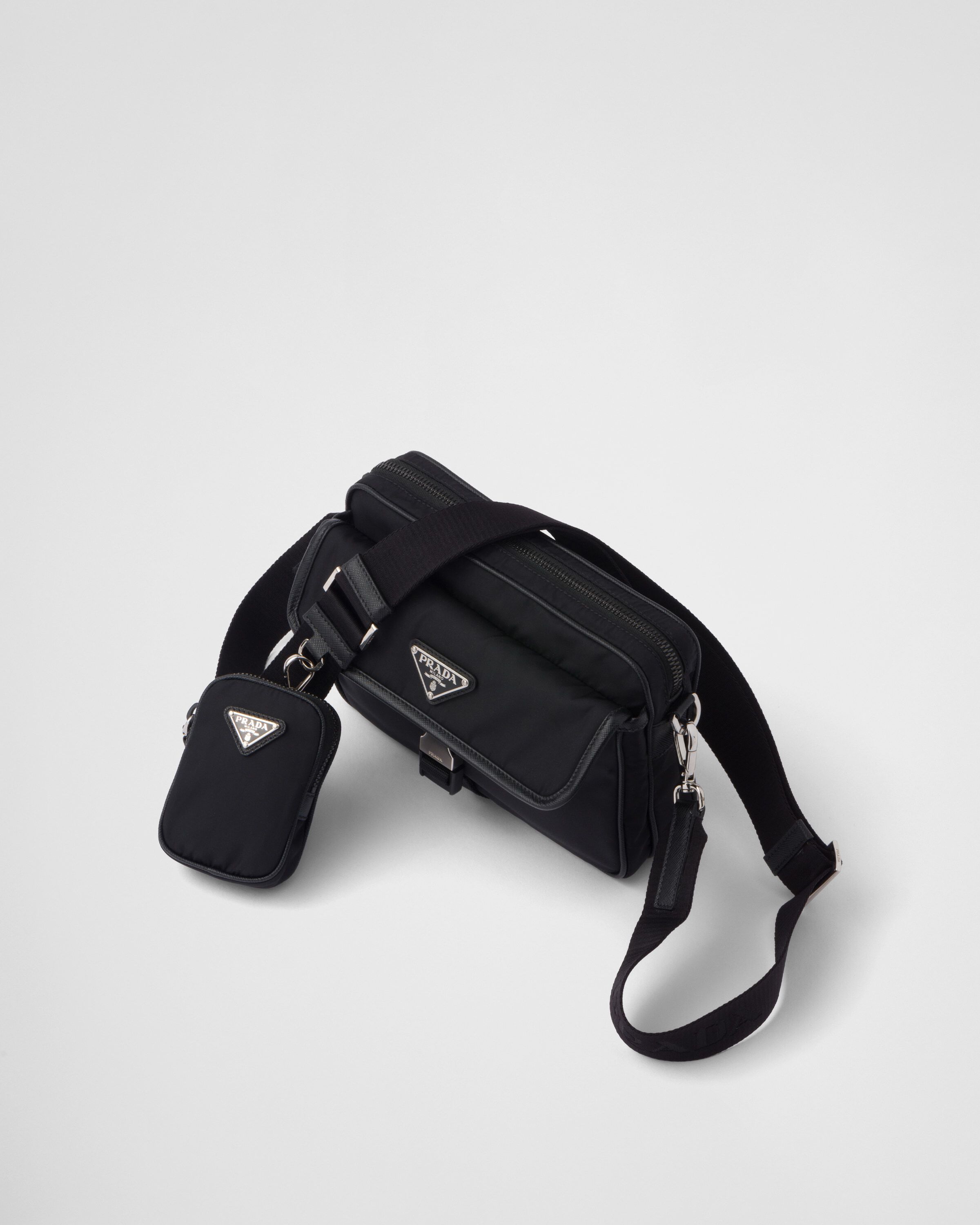 Re Nylon and Saffiano leather shoulder bag